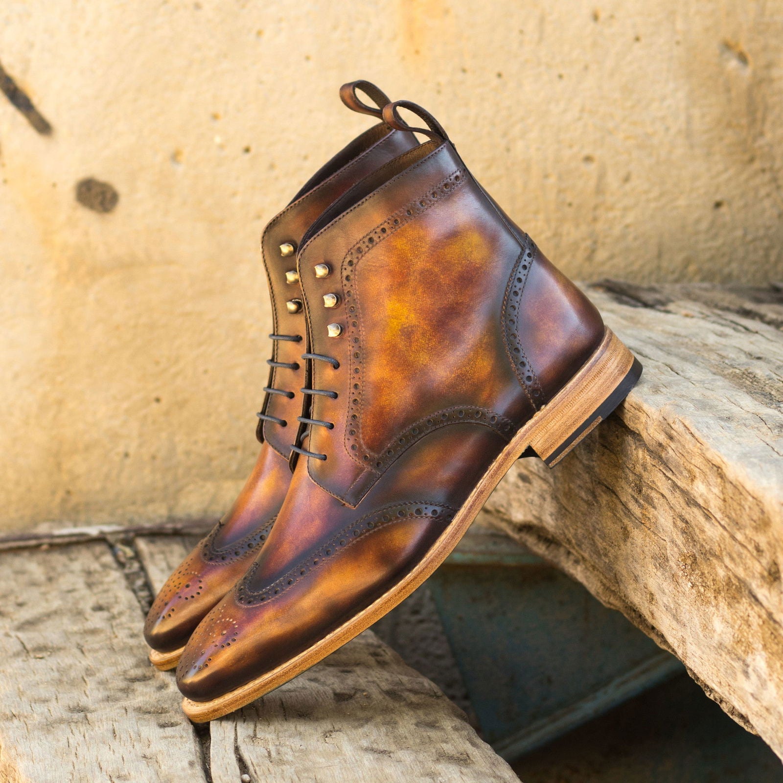 Patina Brogue Boots SUDAN - Milanese Leather