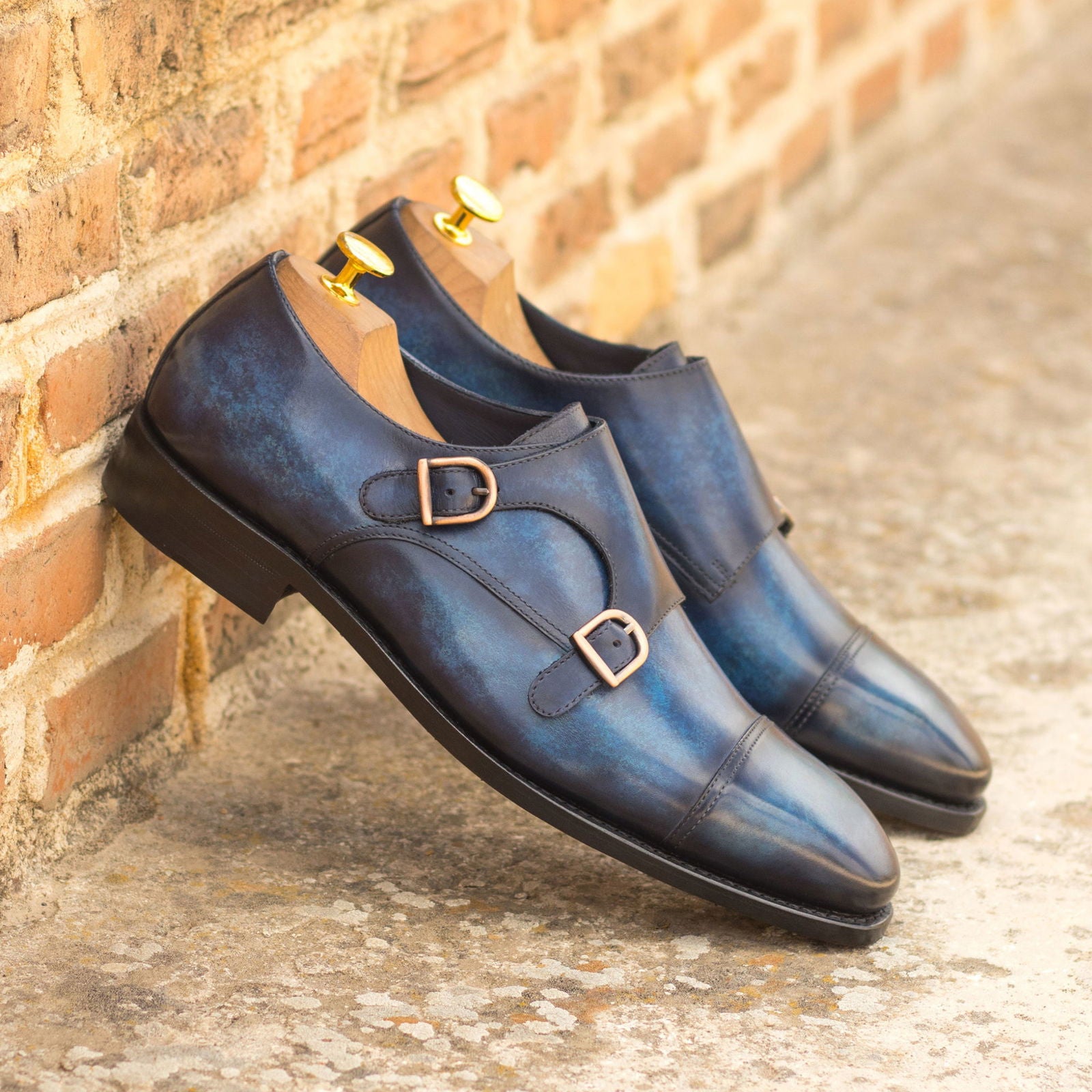Patina Double Monk Shoes KLEINFELT - Milanese Leather