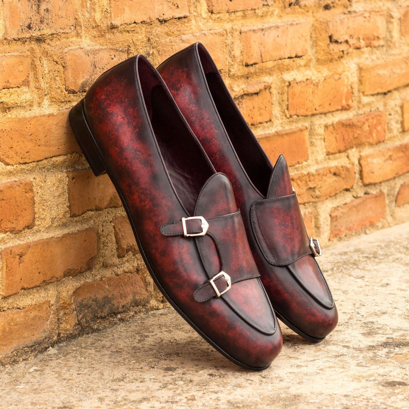 Patina Monk Slippers ROUGE - Milanese Leather