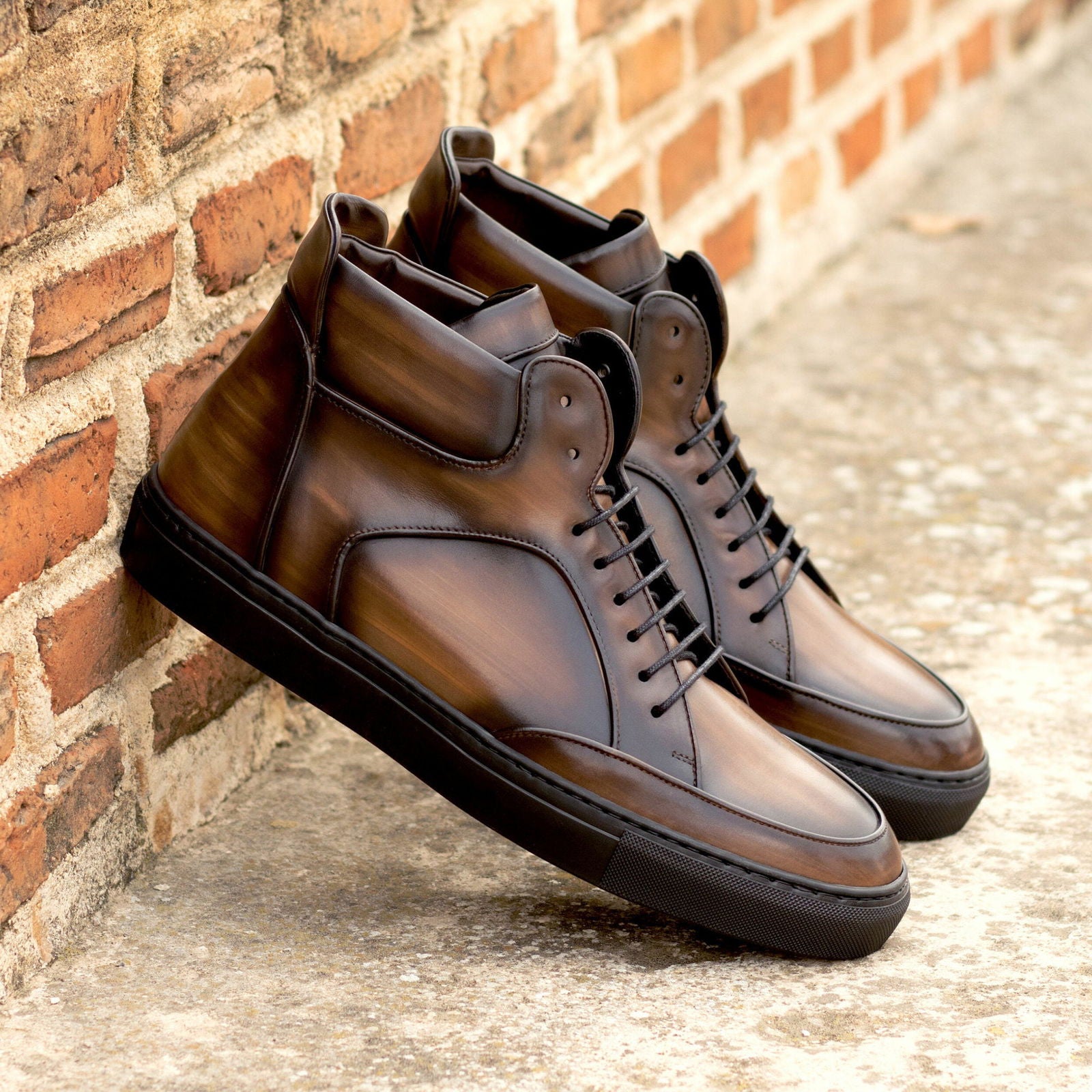 Patina Multi-Panel High-Tops KELSEY - Milanese Leather