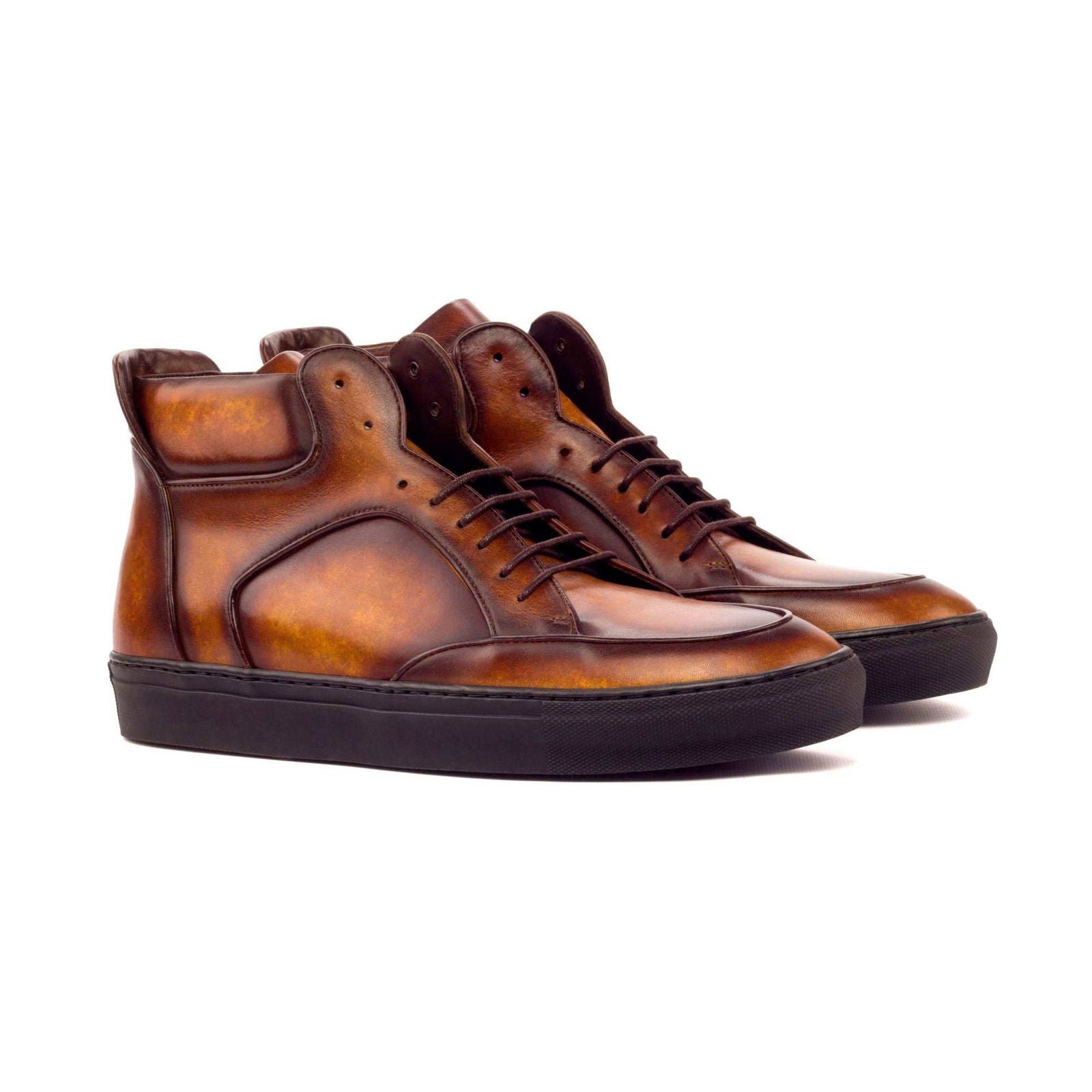 Patina Multi-Panel High-Tops WADE - Milanese Leather