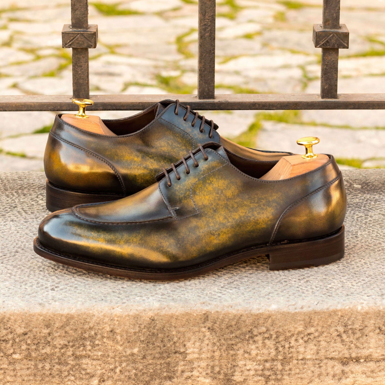 Patina Split Toe Derby Shoes KENNEDY - Milanese Leather