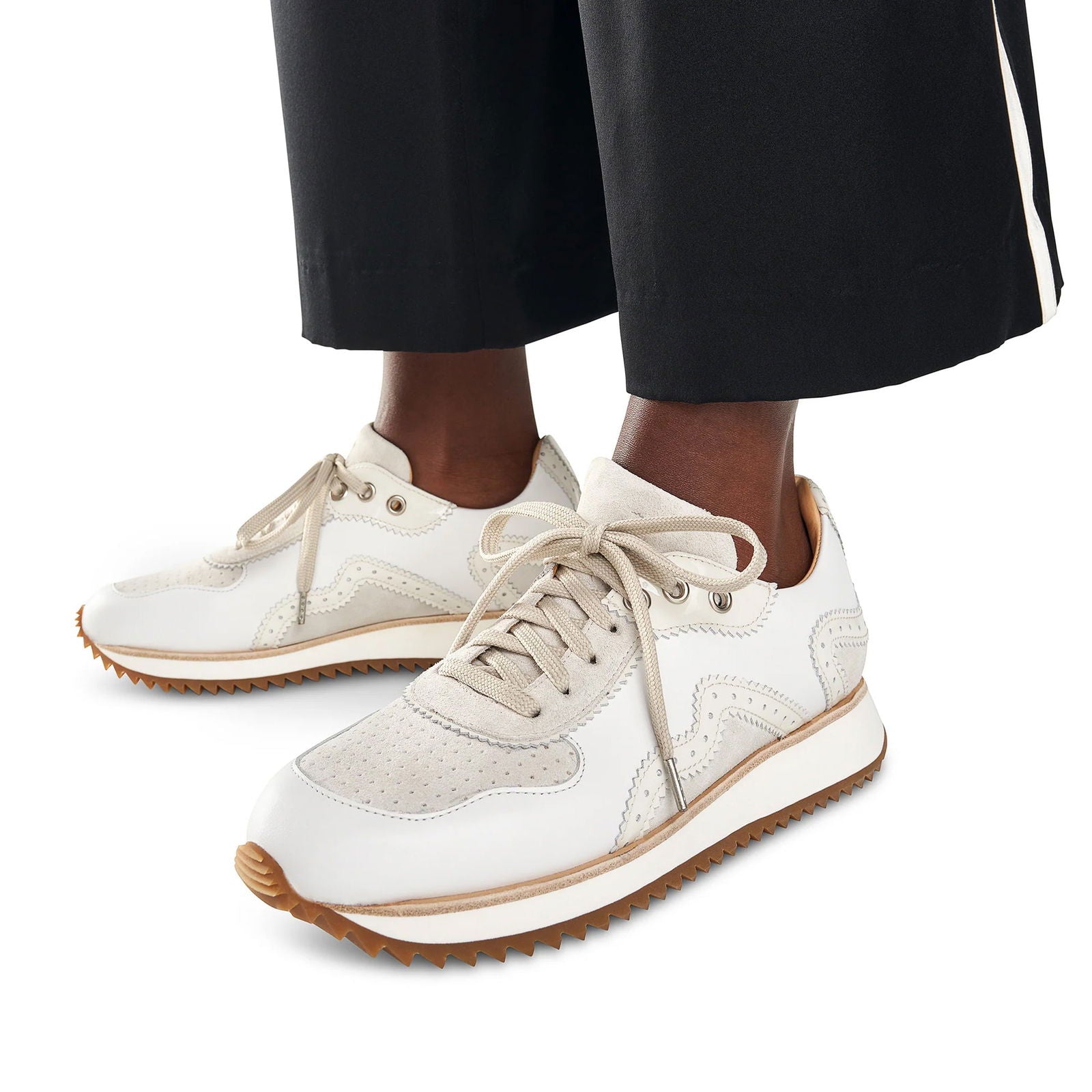 the Remi Sneaker Cream - Milanese Leather